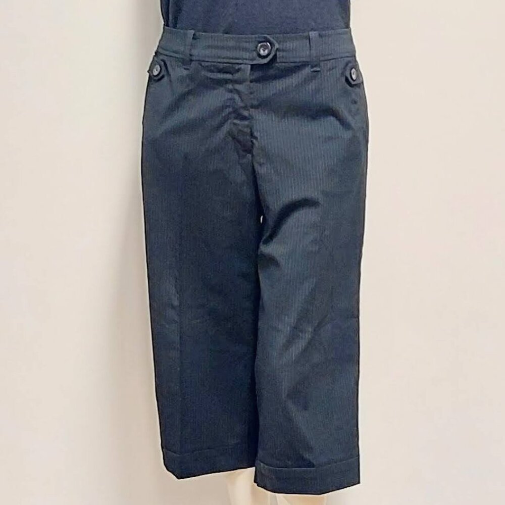 H&M, Charcoal Grey w/White Pinstripes, Cropped Pants, Size: 14
